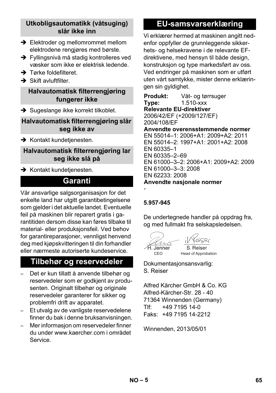 Karcher NT 14-1 Ap Te Adv User Manual | Page 65 / 200