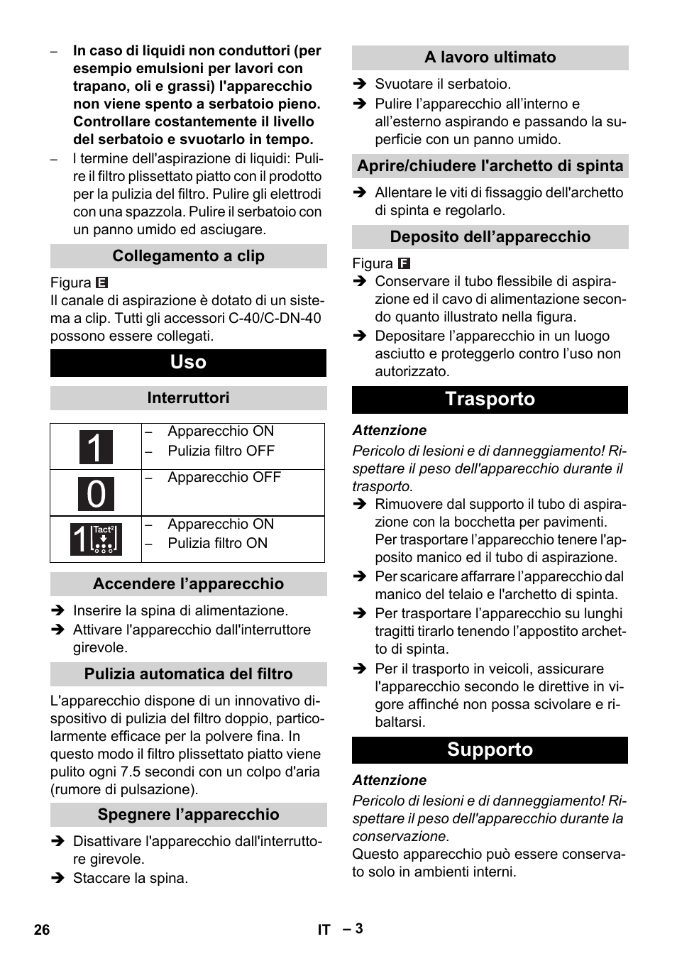 Trasporto supporto | Karcher NT 65-2 Tact User Manual | Page 26 / 176