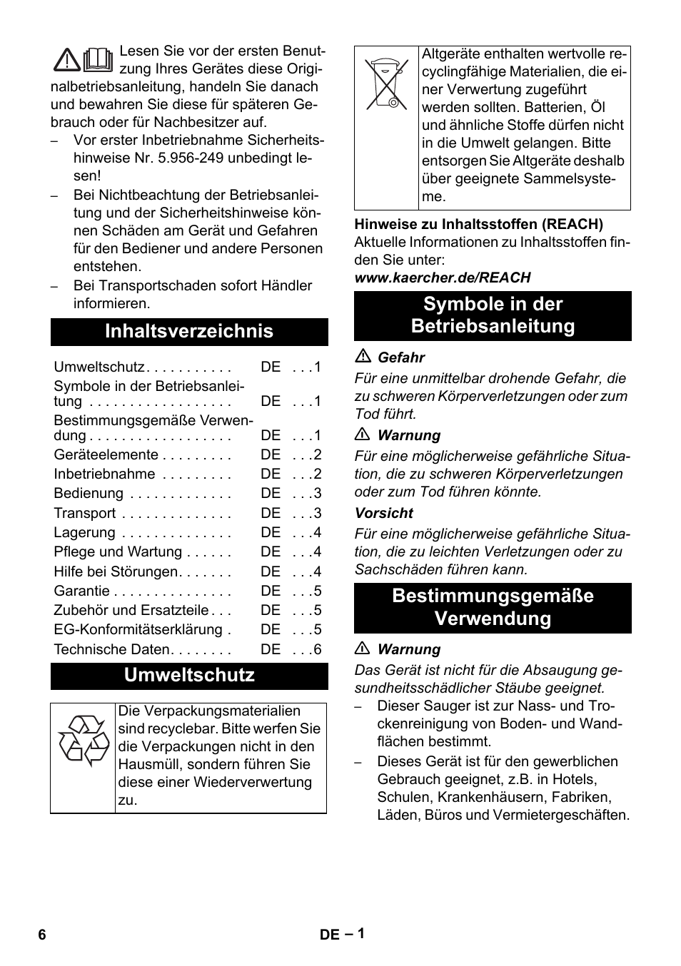 Karcher NT 65-2 Tact User Manual | Page 6 / 176