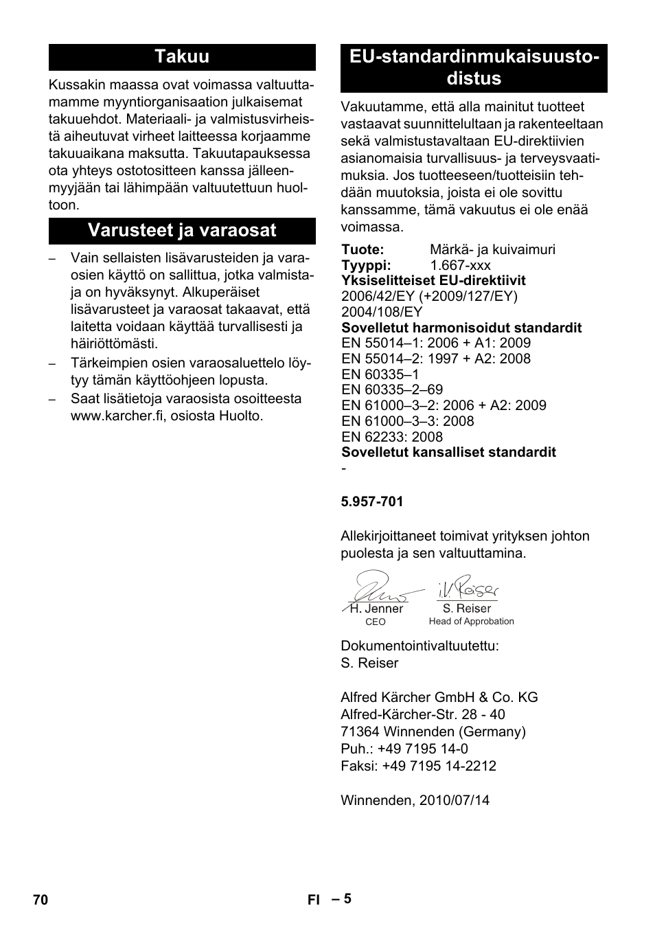 Karcher NT 65-2 Tact User Manual | Page 70 / 176