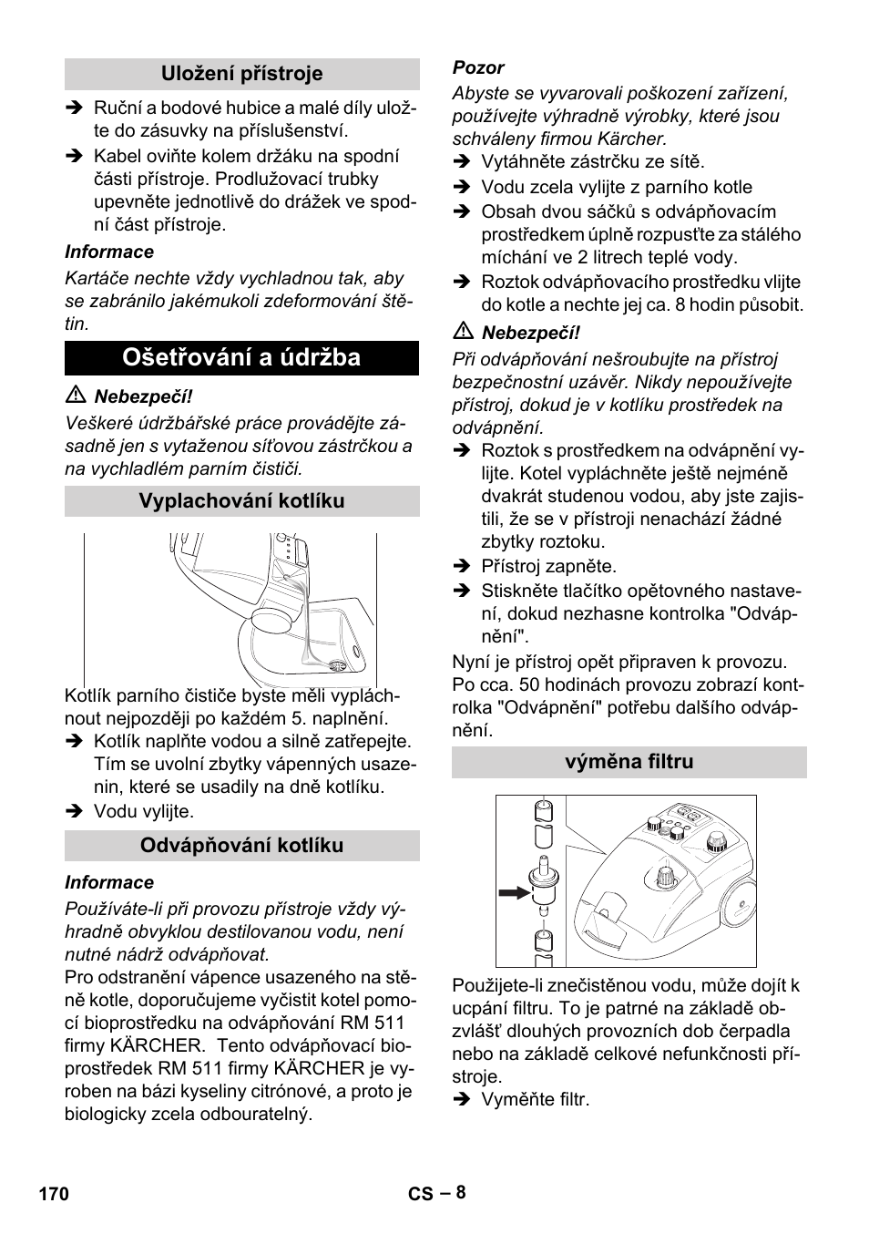 Ošetřování a údržba | Karcher DE 4002 EU User Manual | Page 170 / 254