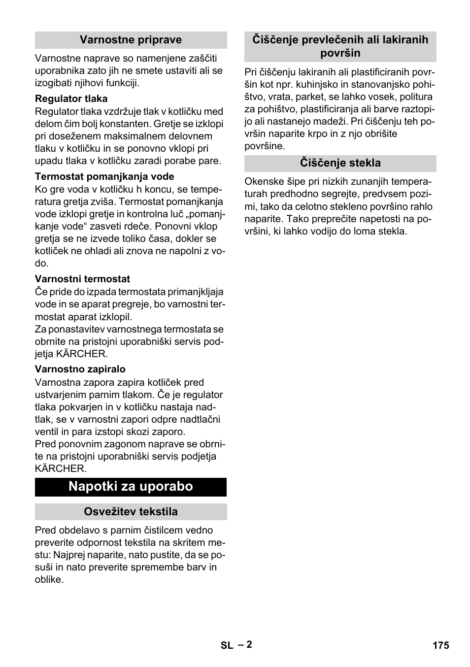 Napotki za uporabo | Karcher DE 4002 EU User Manual | Page 175 / 254