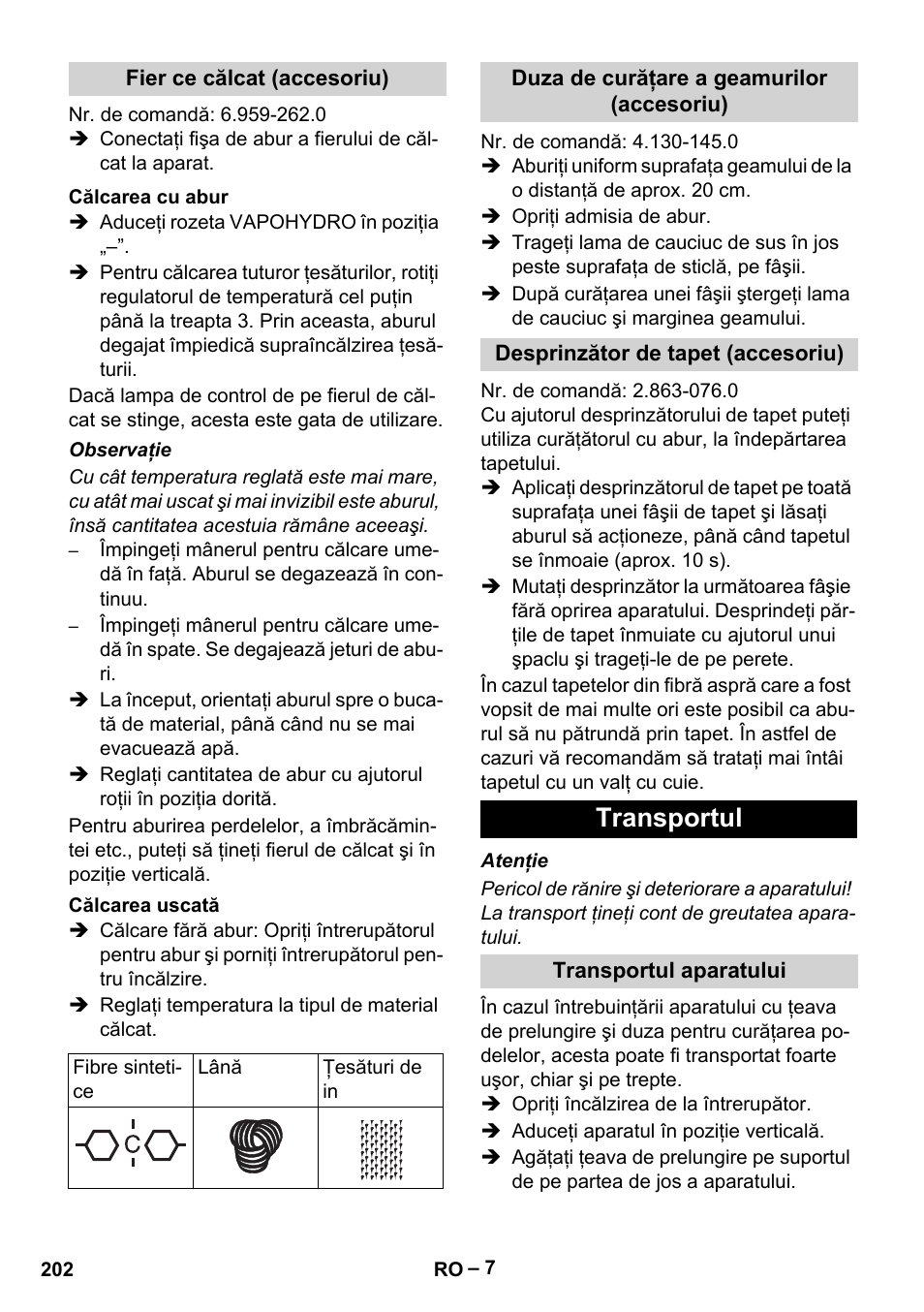 Transportul | Karcher DE 4002 EU User Manual | Page 202 / 254