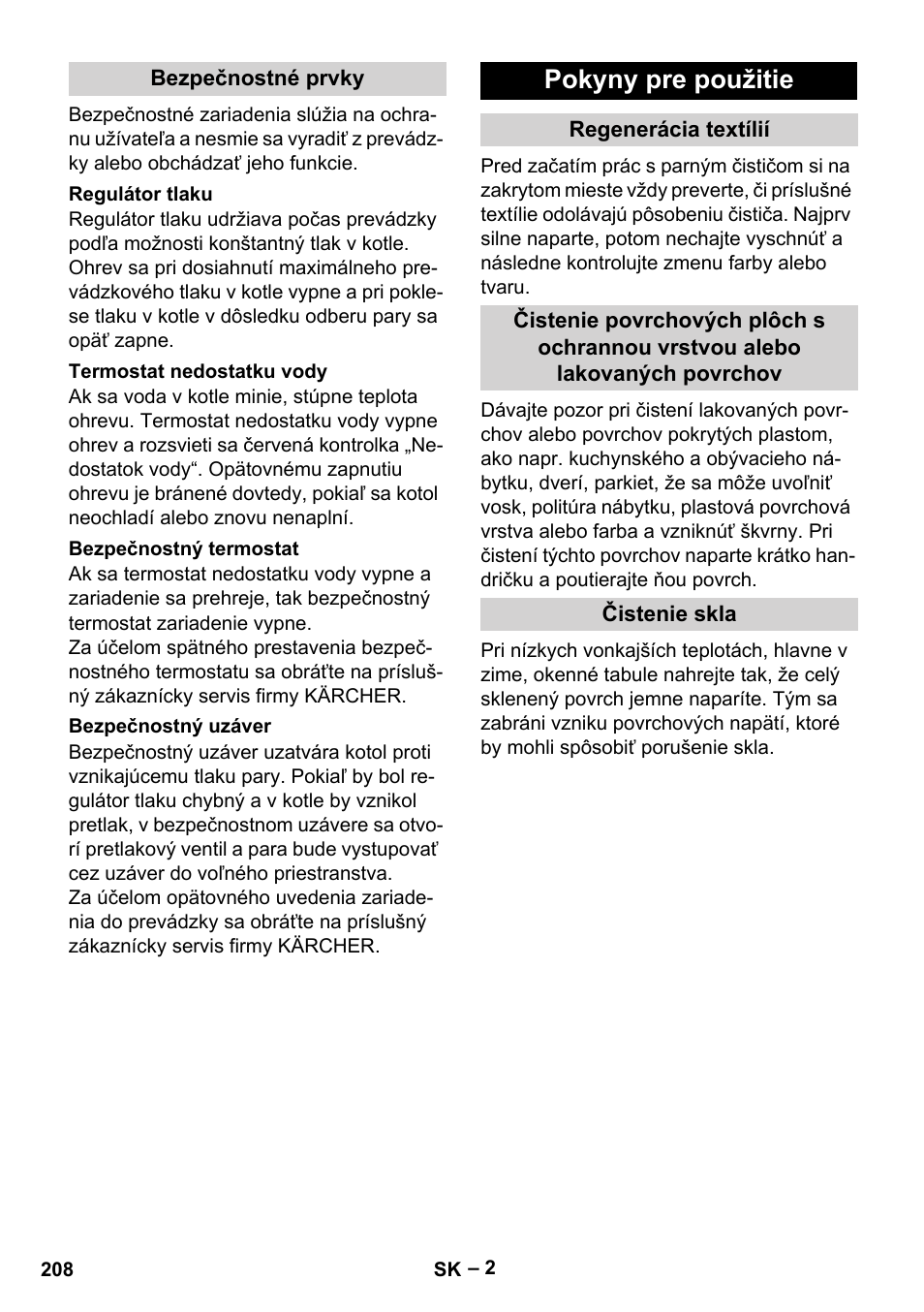 Pokyny pre použitie | Karcher DE 4002 EU User Manual | Page 208 / 254