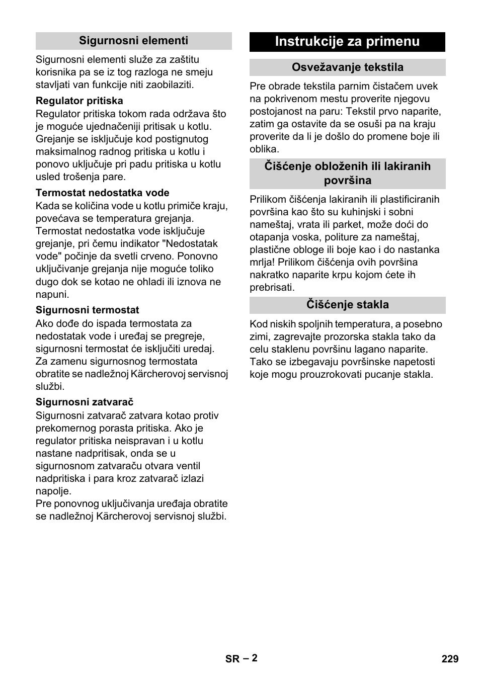 Instrukcije za primenu | Karcher DE 4002 EU User Manual | Page 229 / 254