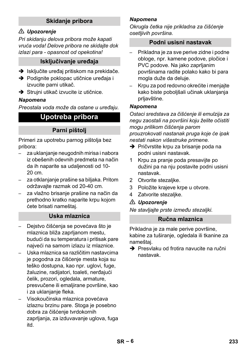 Upotreba pribora | Karcher DE 4002 EU User Manual | Page 233 / 254