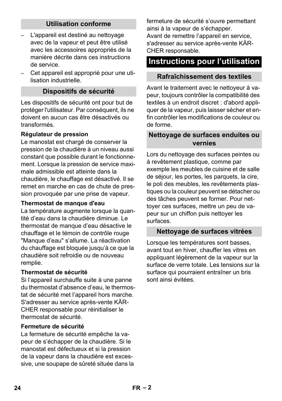 Instructions pour l’utilisation | Karcher DE 4002 EU User Manual | Page 24 / 254