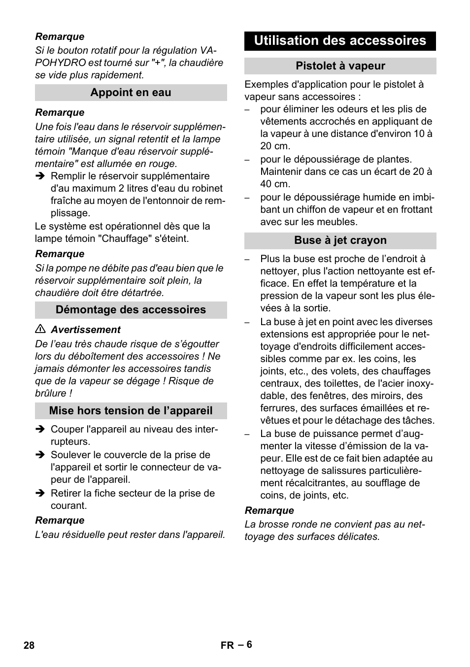 Utilisation des accessoires | Karcher DE 4002 EU User Manual | Page 28 / 254