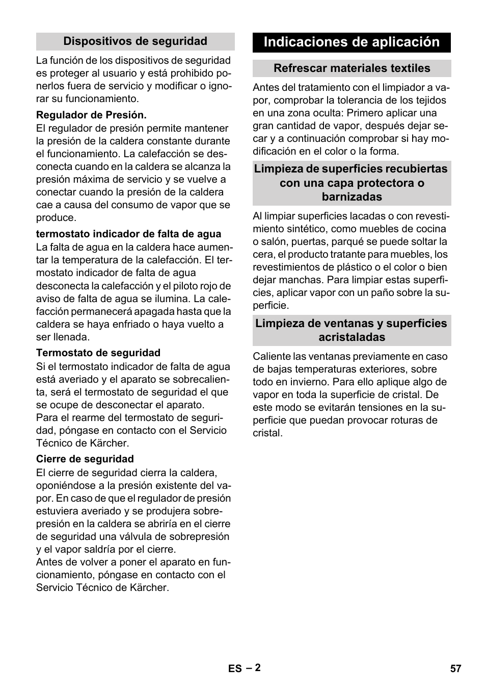 Indicaciones de aplicación | Karcher DE 4002 EU User Manual | Page 57 / 254