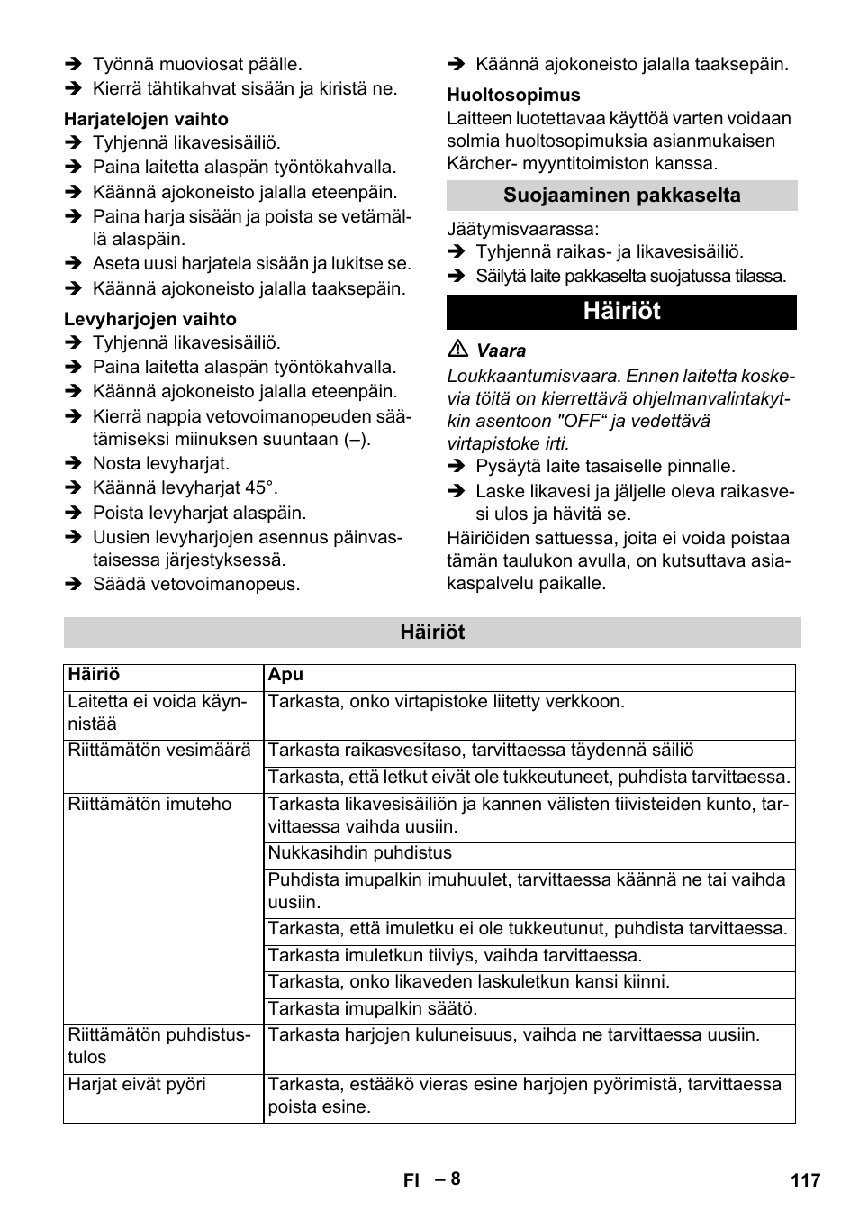 Häiriöt | Karcher BR 40-25 C Ep EU User Manual | Page 117 / 288