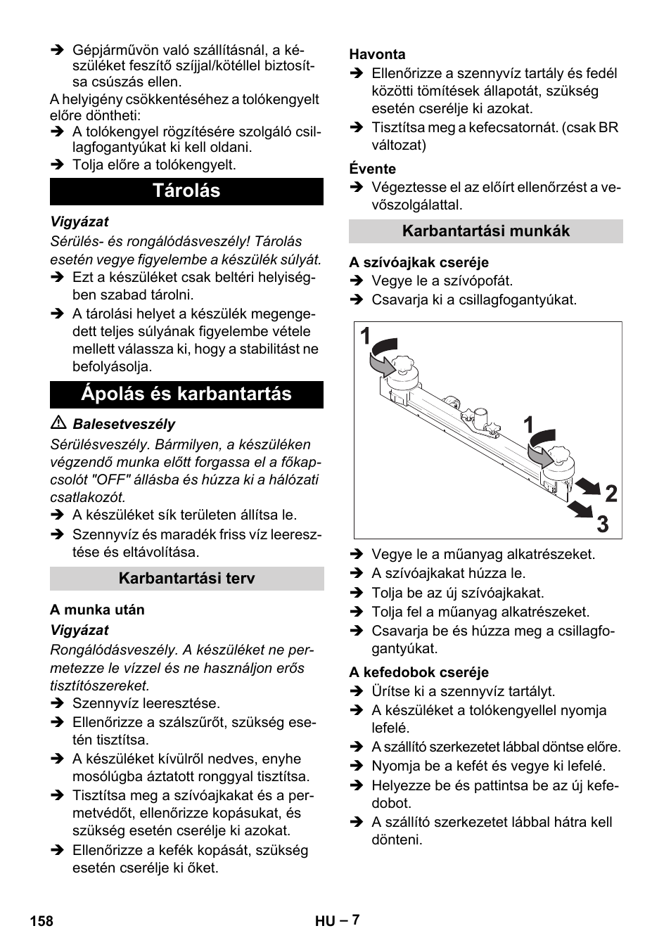 Tárolás ápolás és karbantartás | Karcher BR 40-25 C Ep EU User Manual | Page 158 / 288