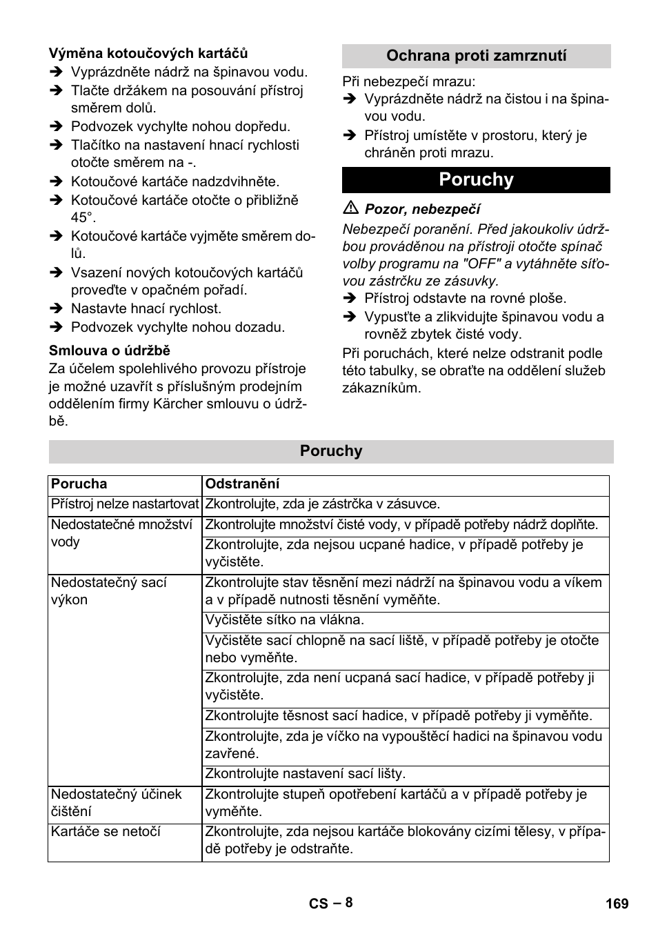 Poruchy | Karcher BR 40-25 C Ep EU User Manual | Page 169 / 288