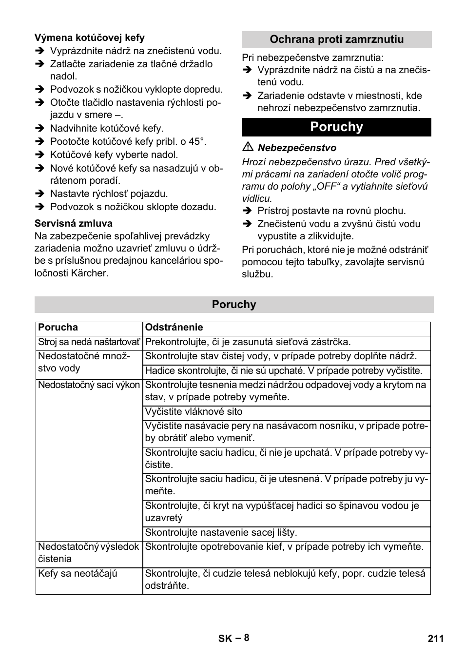Poruchy | Karcher BR 40-25 C Ep EU User Manual | Page 211 / 288