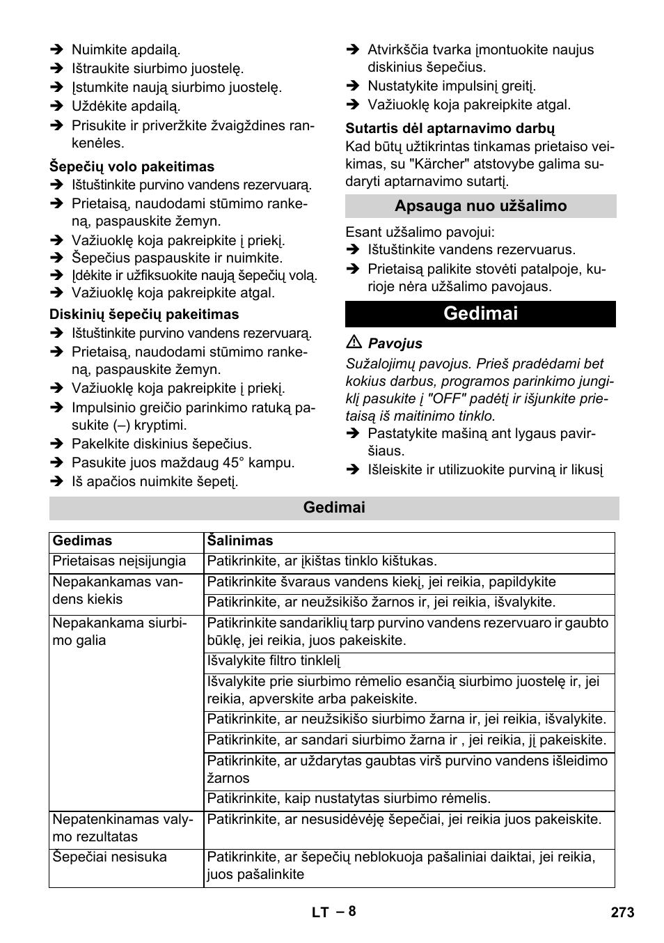 Gedimai | Karcher BR 40-25 C Ep EU User Manual | Page 273 / 288