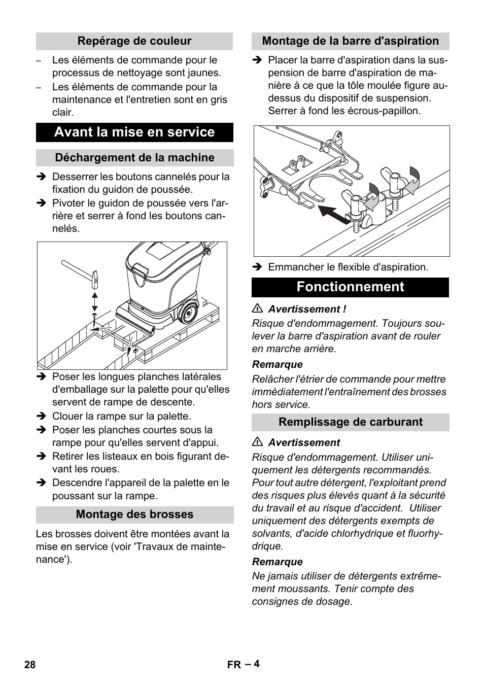 Avant la mise en service, Fonctionnement | Karcher BR 40-25 C Ep EU User Manual | Page 28 / 288