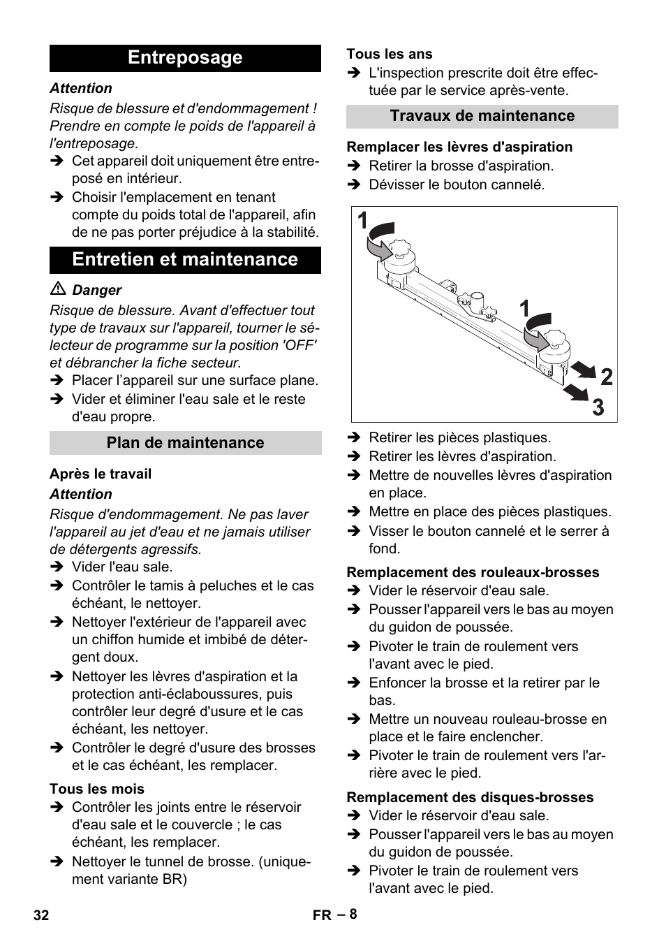 Entreposage entretien et maintenance | Karcher BR 40-25 C Ep EU User Manual | Page 32 / 288