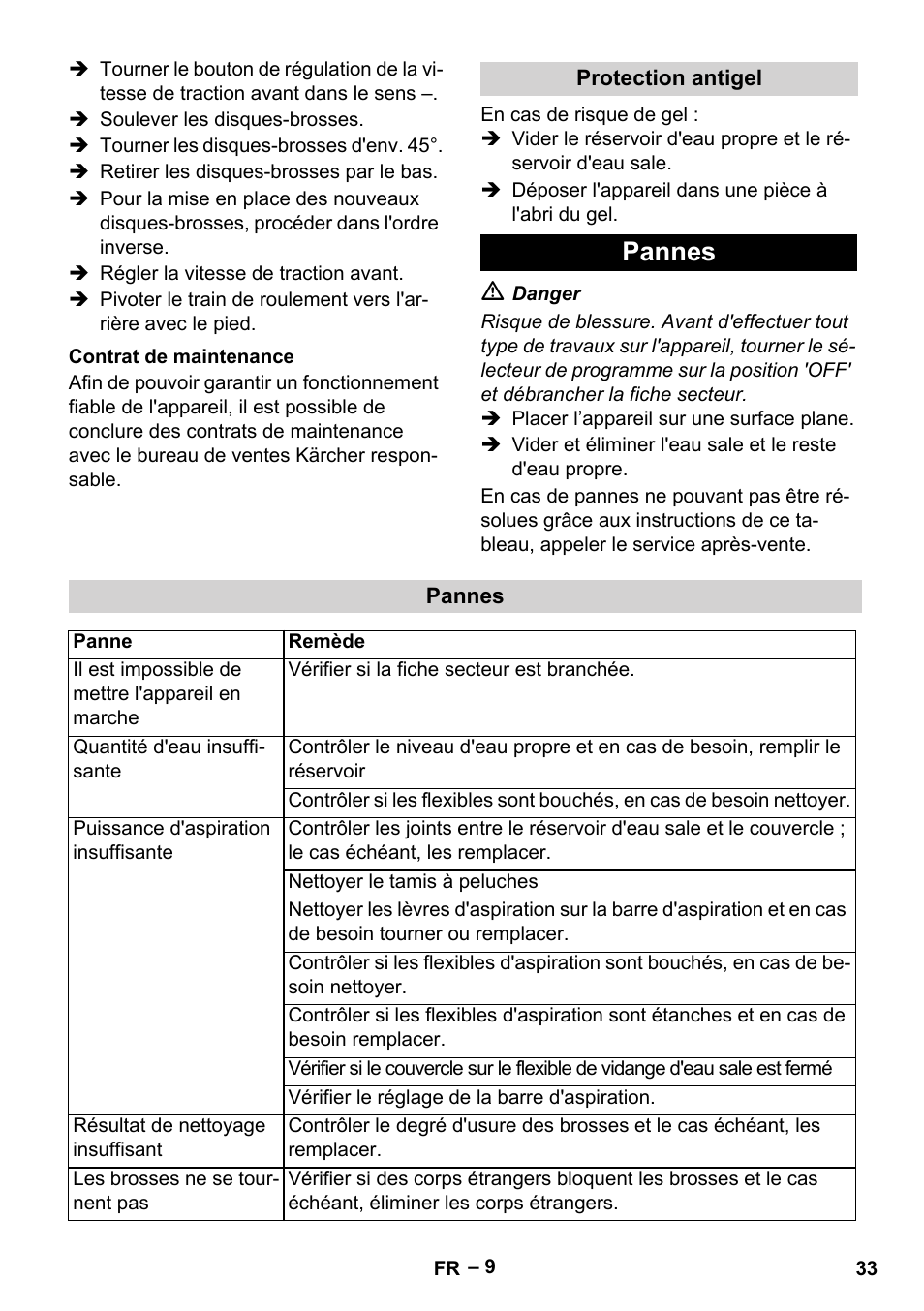 Pannes | Karcher BR 40-25 C Ep EU User Manual | Page 33 / 288
