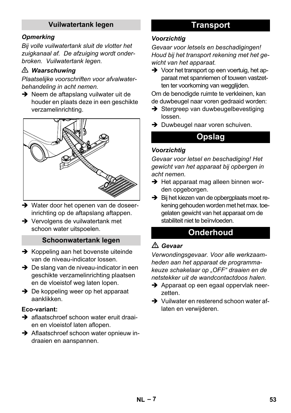 Transport opslag onderhoud | Karcher BR 40-25 C Ep EU User Manual | Page 53 / 288