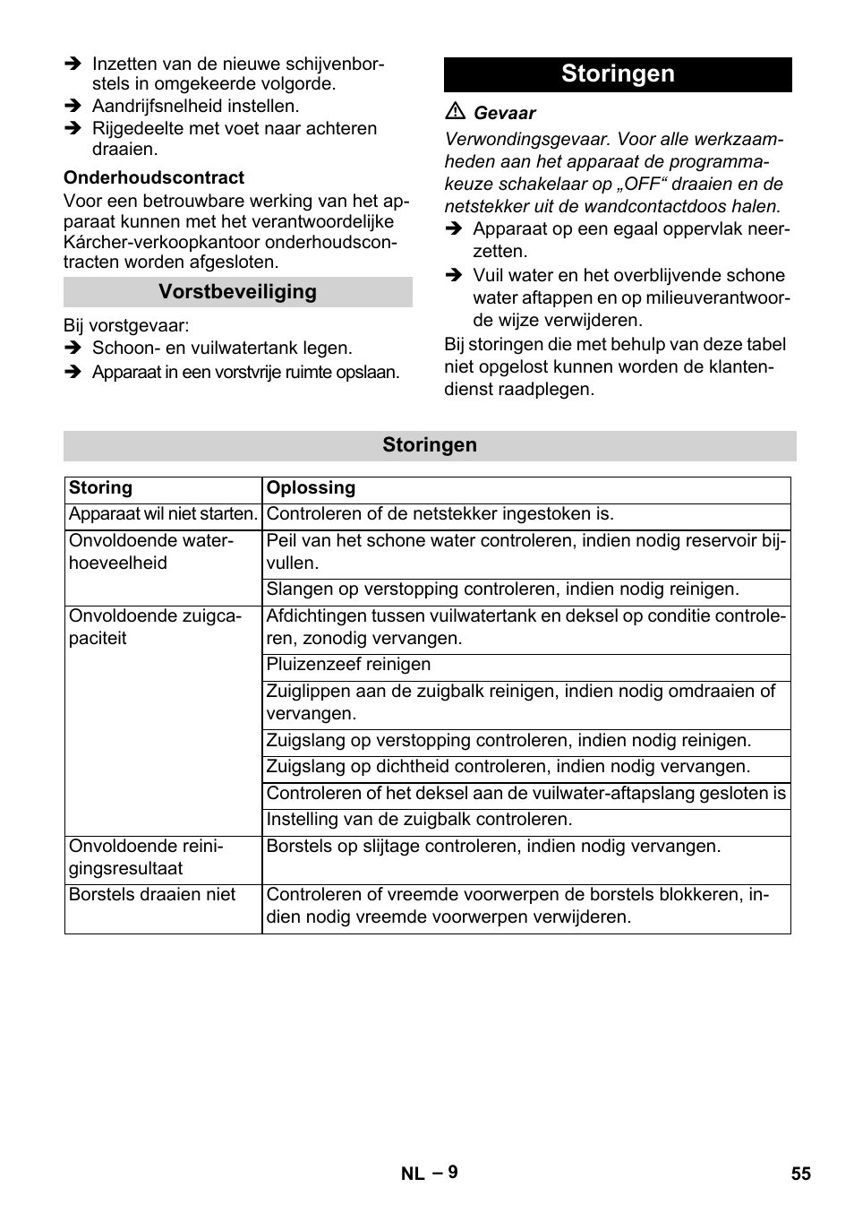 Storingen | Karcher BR 40-25 C Ep EU User Manual | Page 55 / 288
