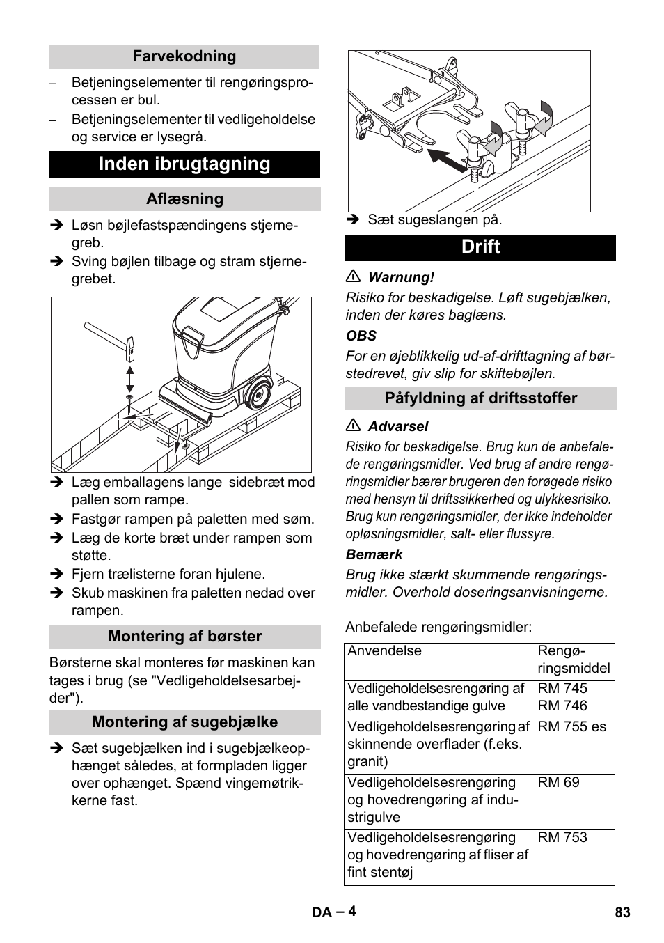 Inden ibrugtagning, Drift | Karcher BR 40-25 C Ep EU User Manual | Page 83 / 288