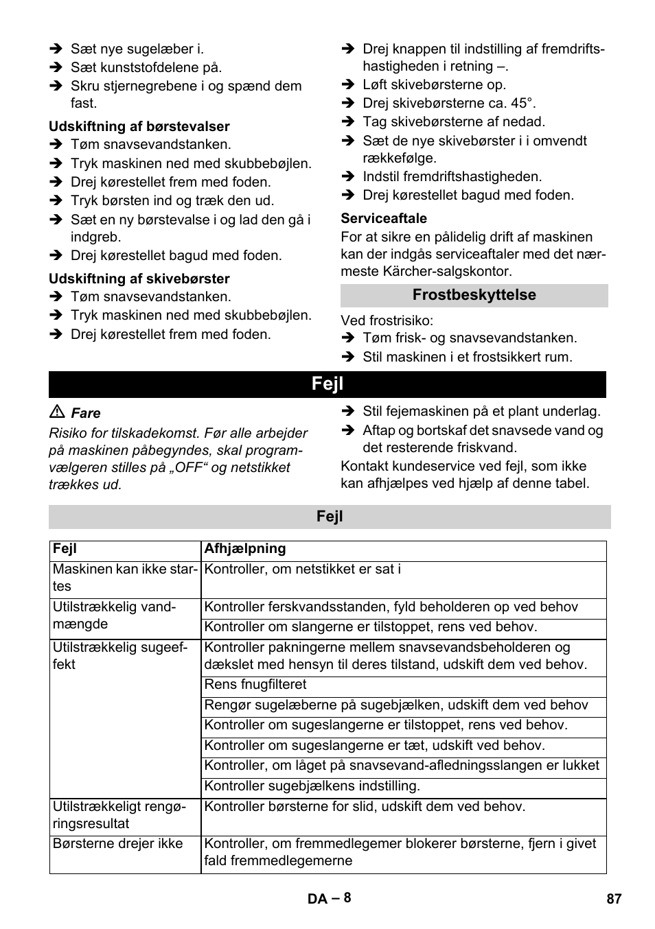 Fejl | Karcher BR 40-25 C Ep EU User Manual | Page 87 / 288