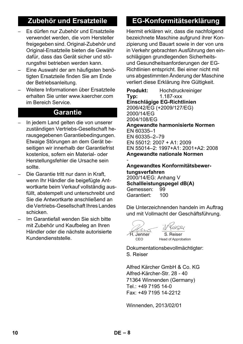 Karcher HD 728 B Cage User Manual | Page 10 / 256