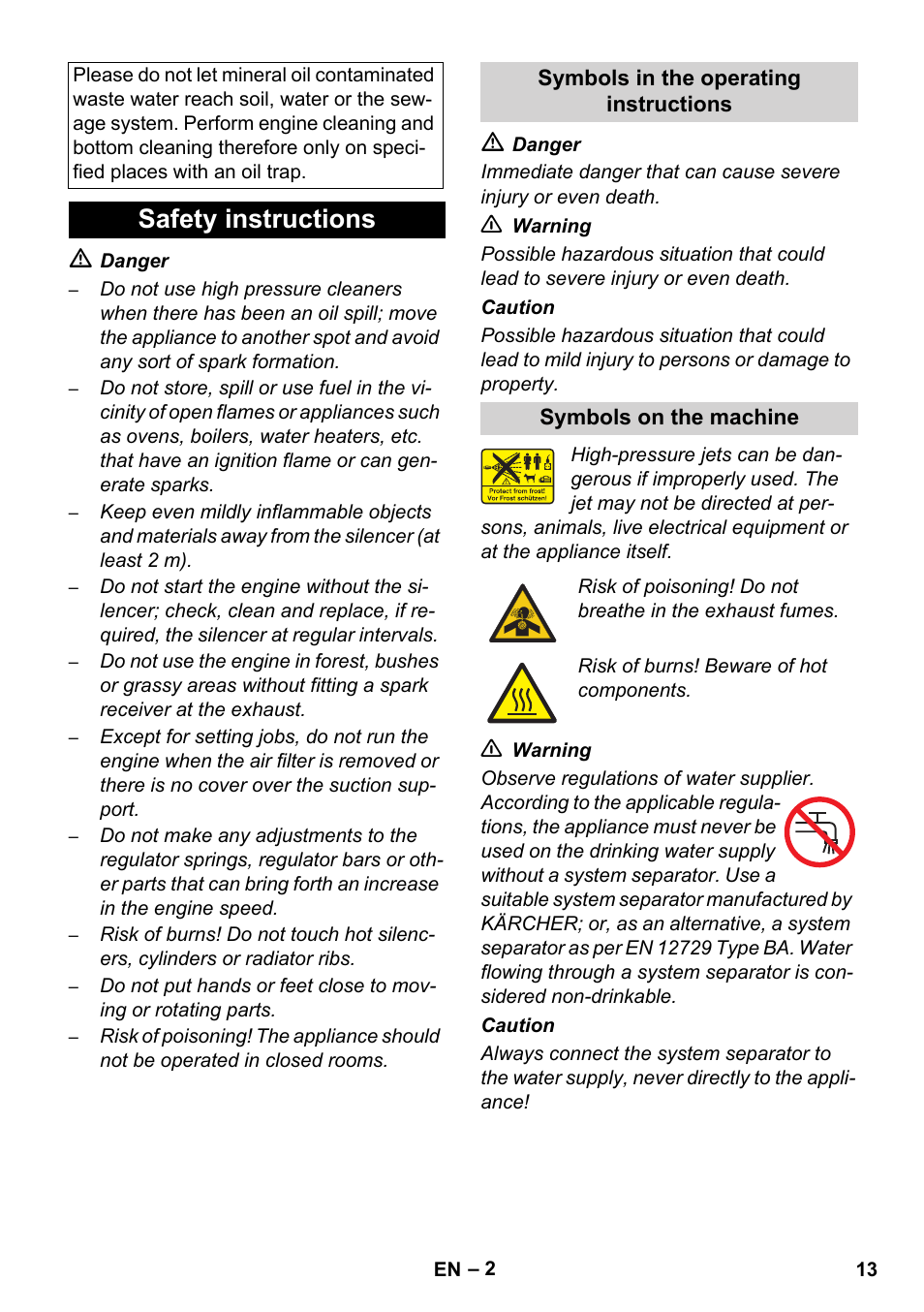 Safety instructions | Karcher HD 728 B Cage User Manual | Page 13 / 256