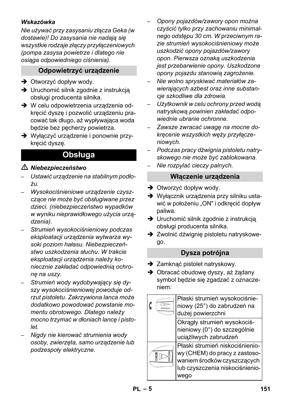 Obsługa | Karcher HD 728 B Cage User Manual | Page 151 / 256