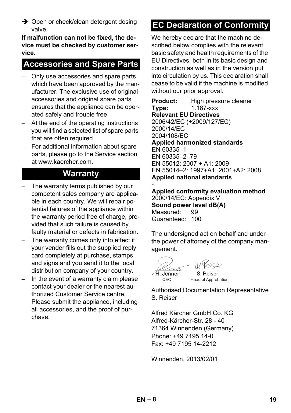 Karcher HD 728 B Cage User Manual | Page 19 / 256