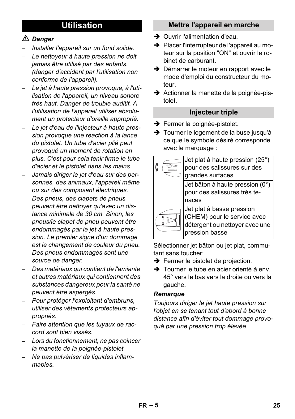 Utilisation | Karcher HD 728 B Cage User Manual | Page 25 / 256