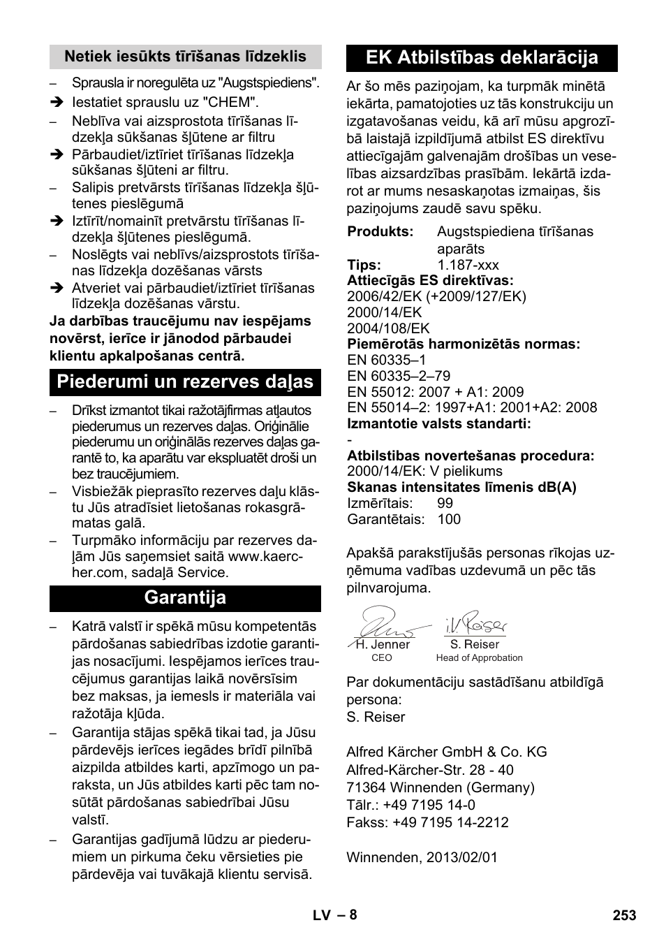 Karcher HD 728 B Cage User Manual | Page 253 / 256