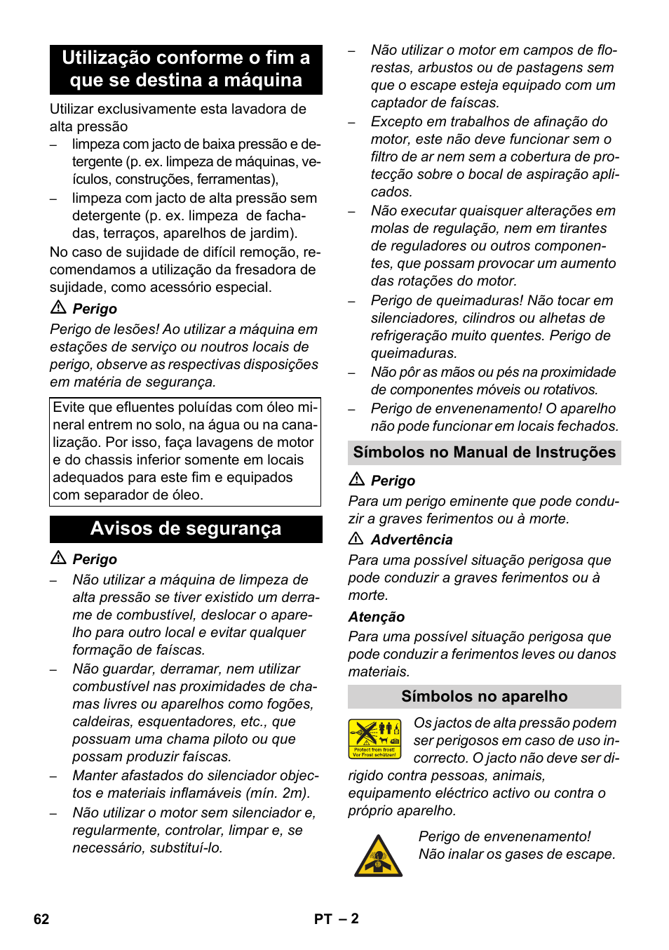 Avisos de segurança | Karcher HD 728 B Cage User Manual | Page 62 / 256