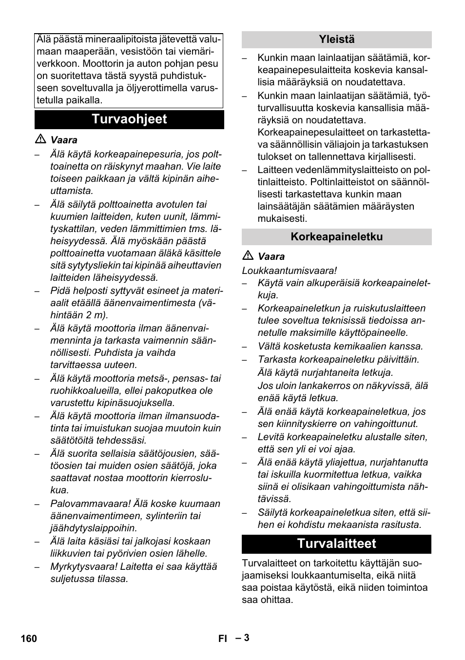 Turvaohjeet, Yleistä, Korkeapaineletku | Turvalaitteet | Karcher HDS 1000 Be User Manual | Page 160 / 436