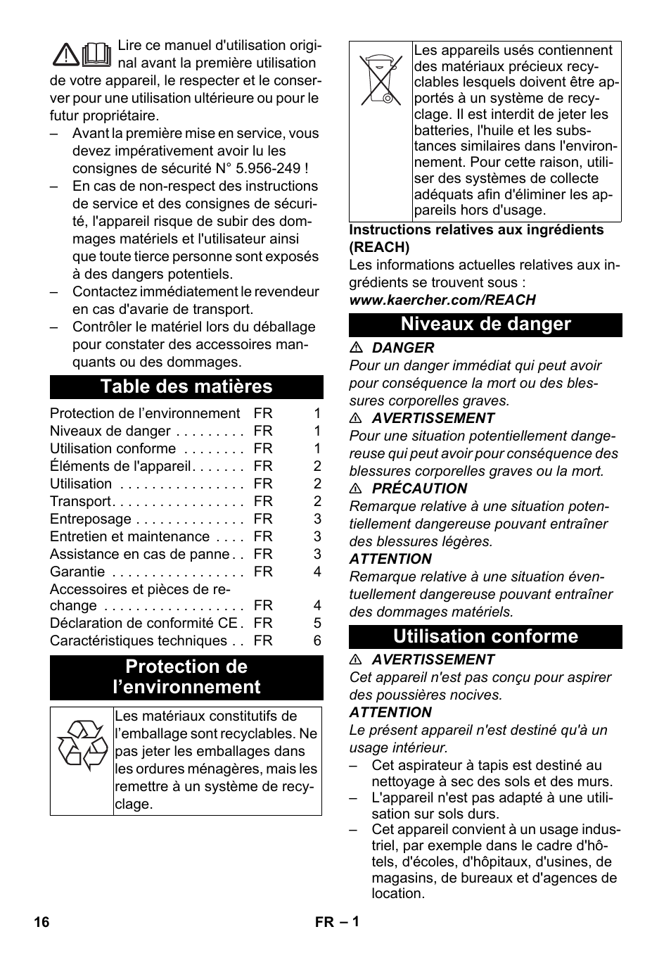 Karcher CV 38-2 Adv User Manual | Page 16 / 156