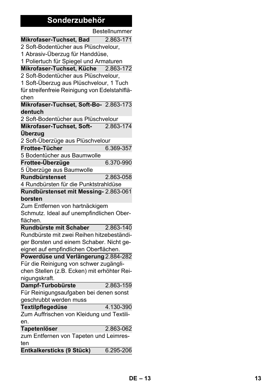 Sonderzubehör | Karcher SC 2-500 C User Manual | Page 13 / 254