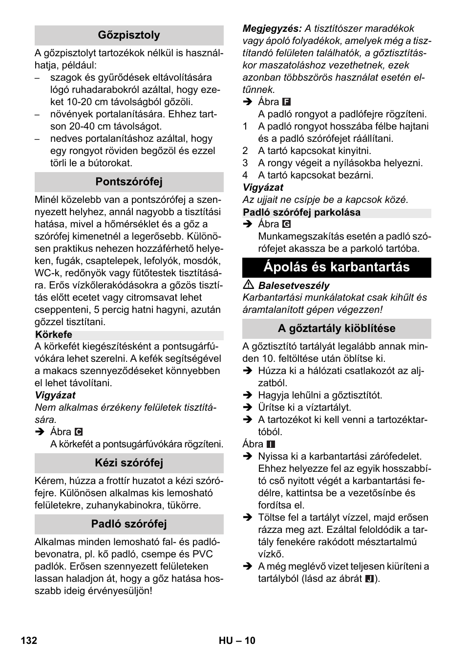 Ápolás és karbantartás | Karcher SC 2-500 C User Manual | Page 132 / 254