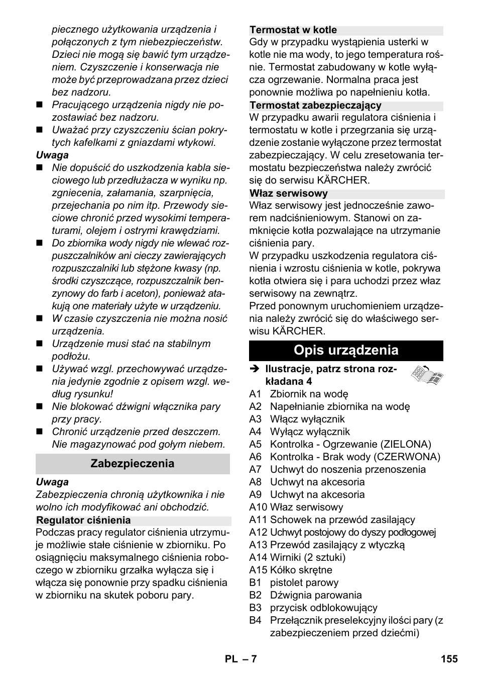 Opis urządzenia | Karcher SC 2-500 C User Manual | Page 155 / 254