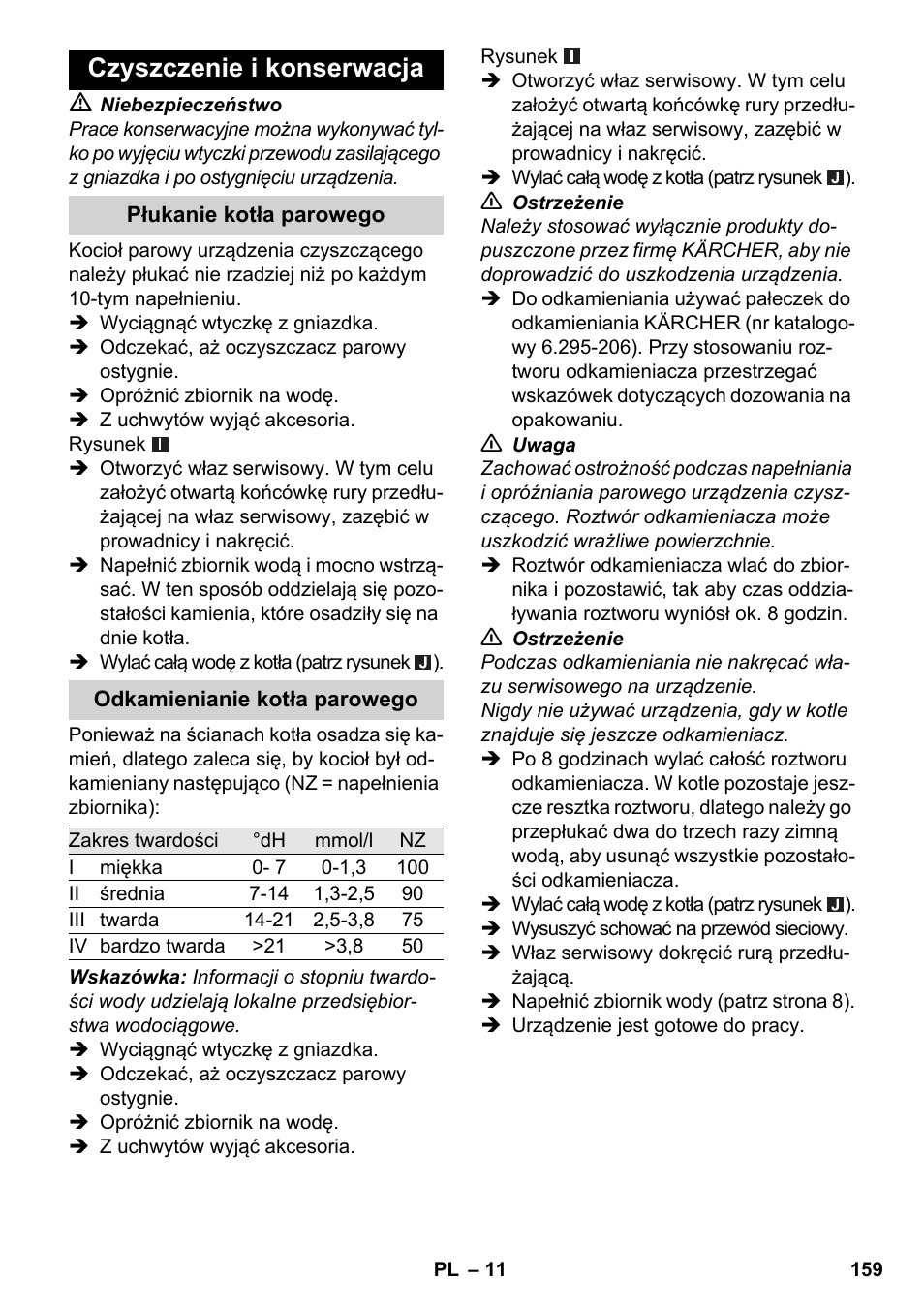 Czyszczenie i konserwacja | Karcher SC 2-500 C User Manual | Page 159 / 254