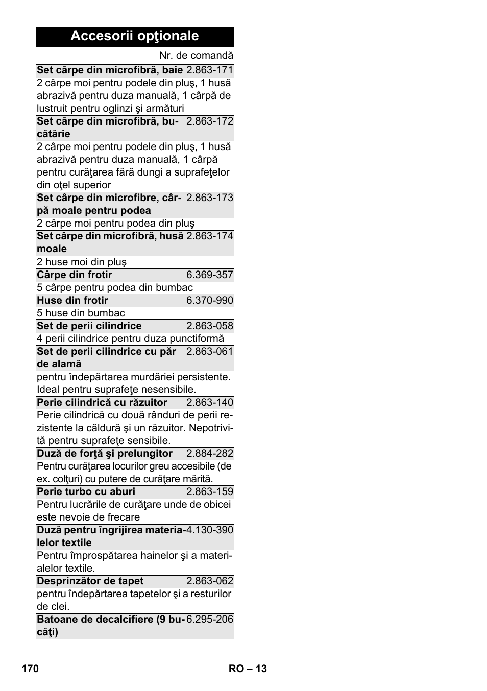 Accesorii opţionale | Karcher SC 2-500 C User Manual | Page 170 / 254