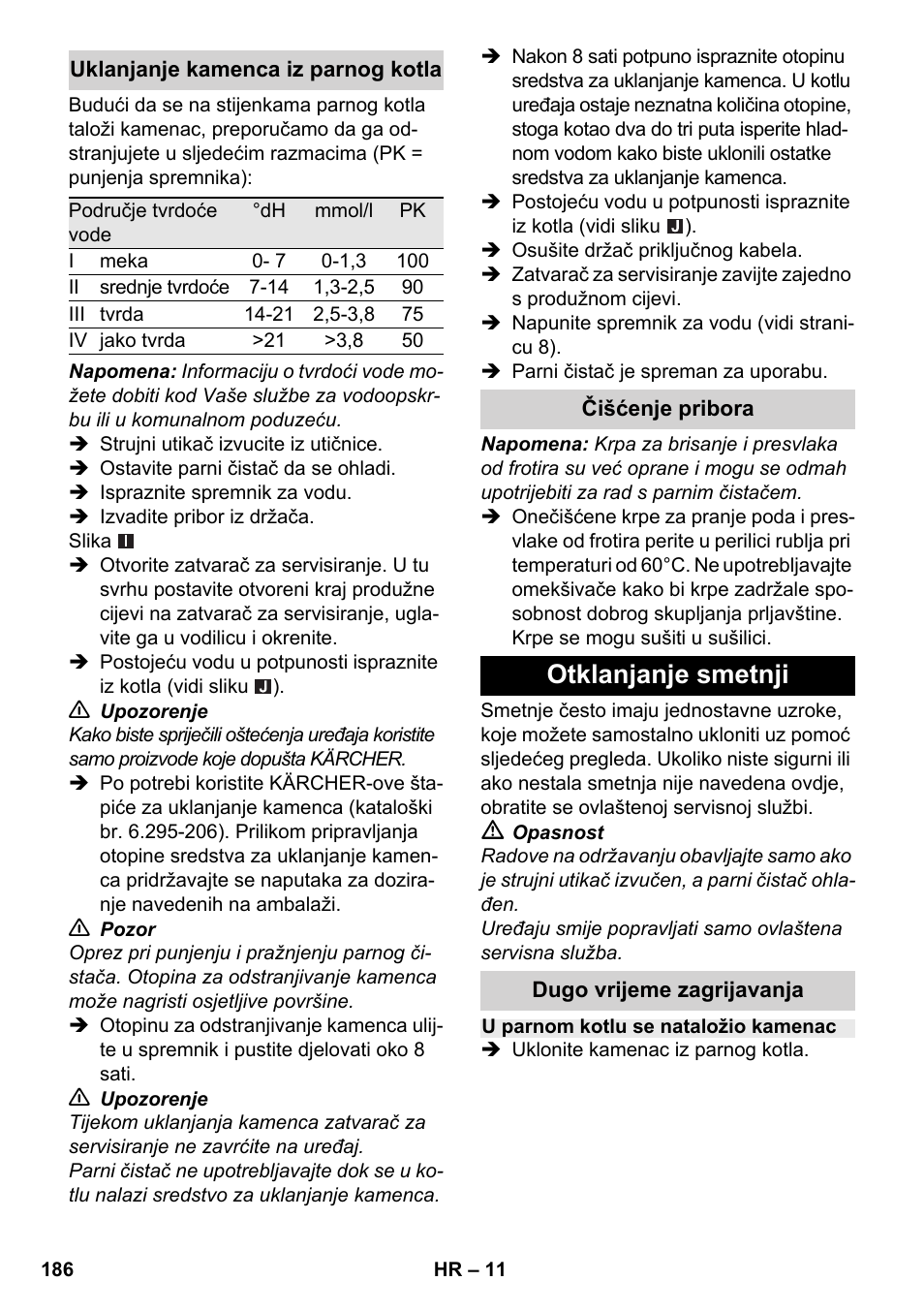 Otklanjanje smetnji | Karcher SC 2-500 C User Manual | Page 186 / 254