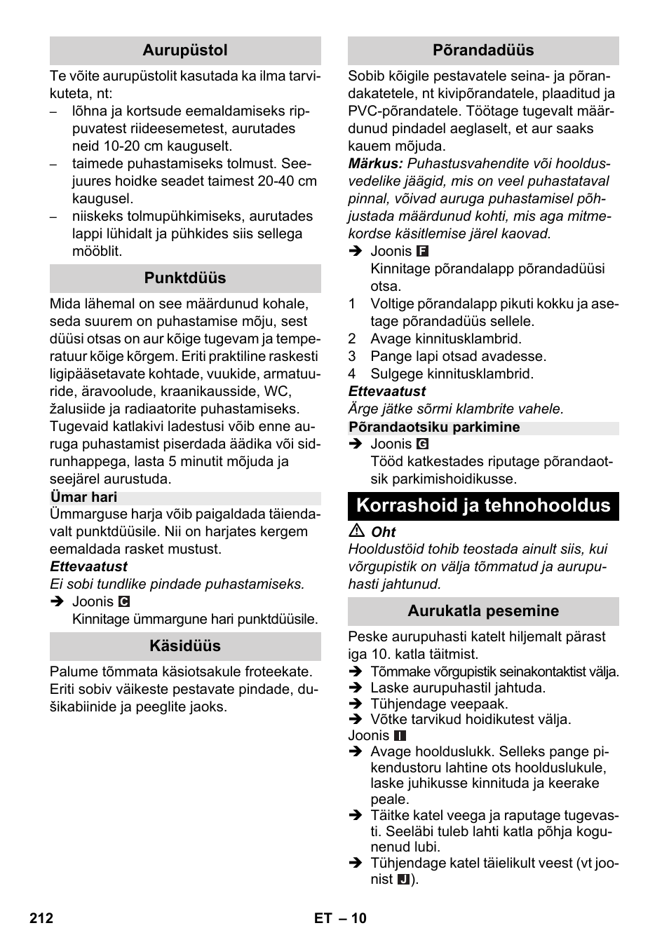 Korrashoid ja tehnohooldus | Karcher SC 2-500 C User Manual | Page 212 / 254