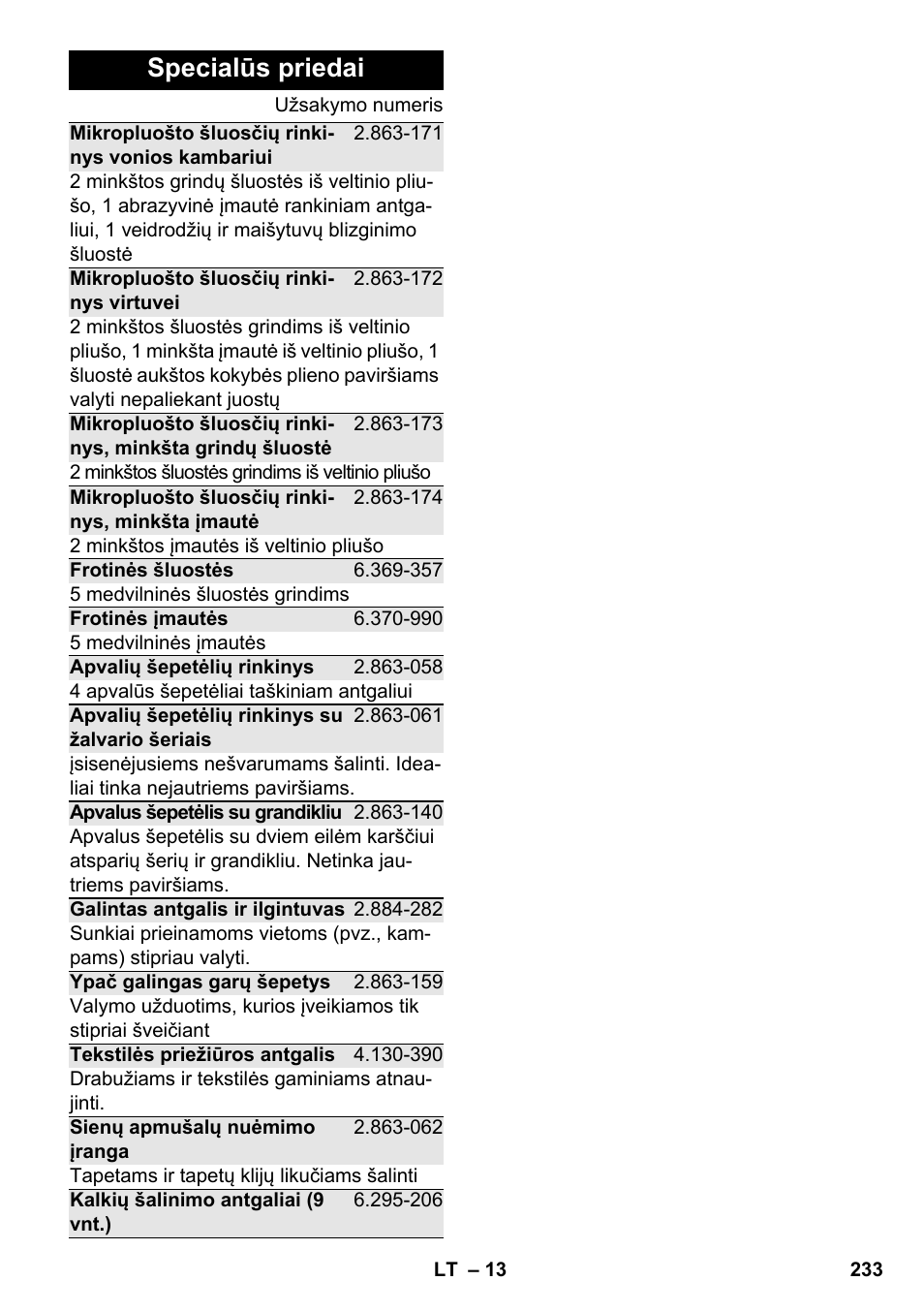 Specialūs priedai | Karcher SC 2-500 C User Manual | Page 233 / 254