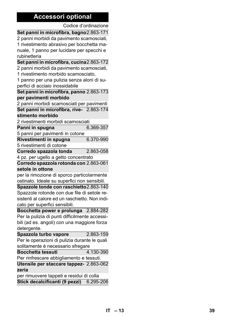 Accessori optional | Karcher SC 2-500 C User Manual | Page 39 / 254