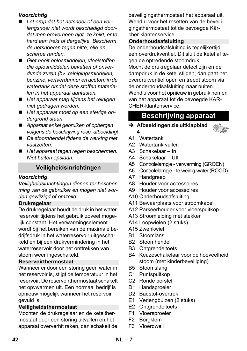 Beschrijving apparaat | Karcher SC 2-500 C User Manual | Page 42 / 254