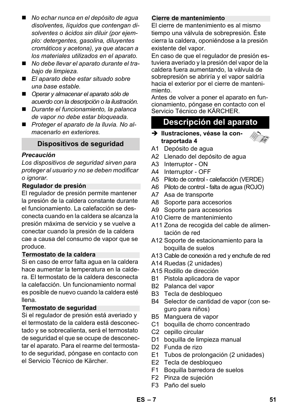 Descripción del aparato | Karcher SC 2-500 C User Manual | Page 51 / 254
