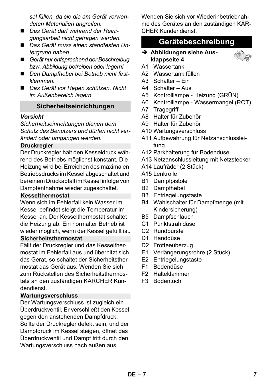 Gerätebeschreibung | Karcher SC 2-500 C User Manual | Page 7 / 254