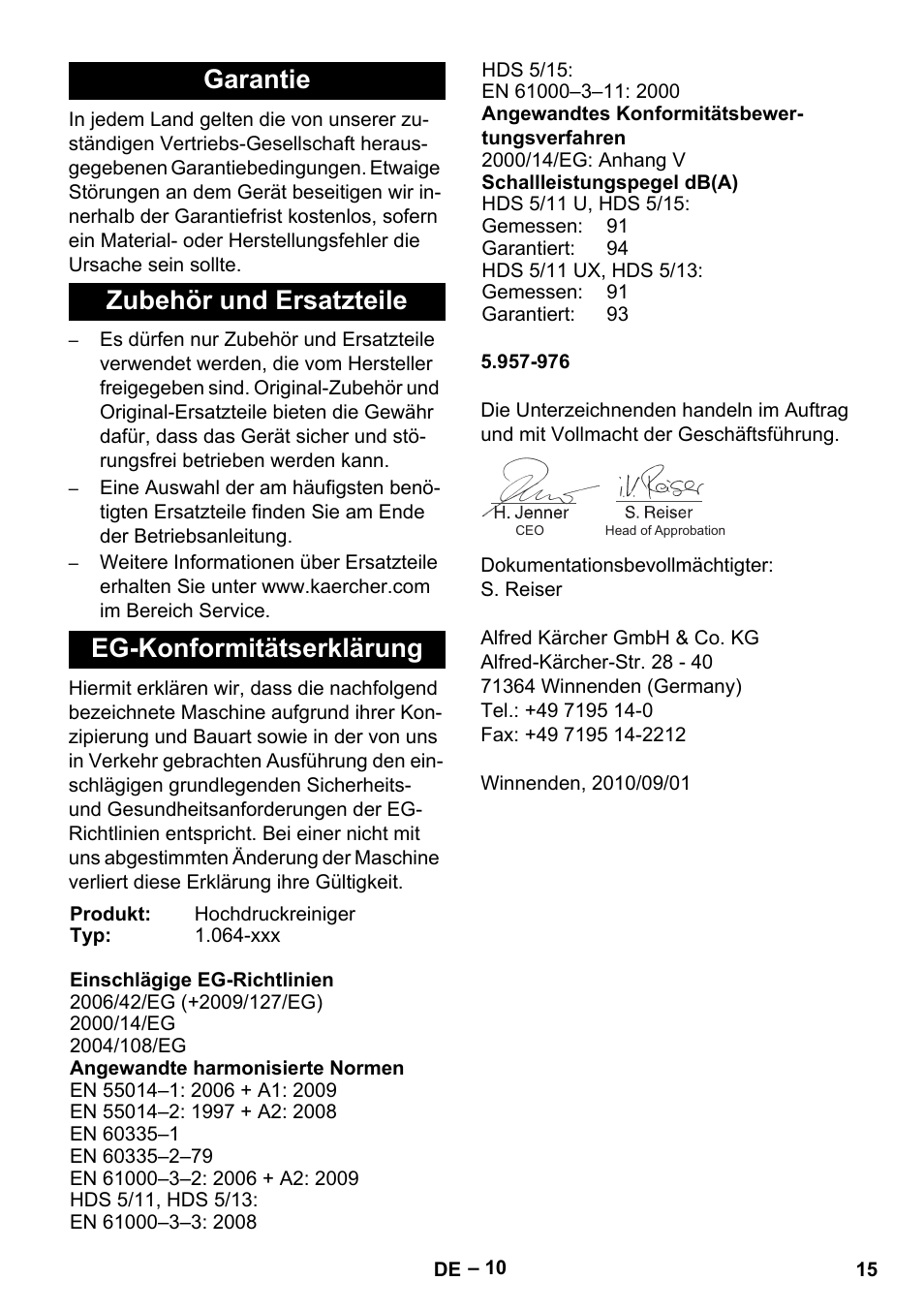 Karcher HDS 5-11 UX User Manual | Page 15 / 312