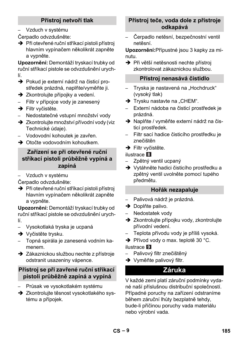 Záruka | Karcher HDS 5-11 UX User Manual | Page 185 / 312