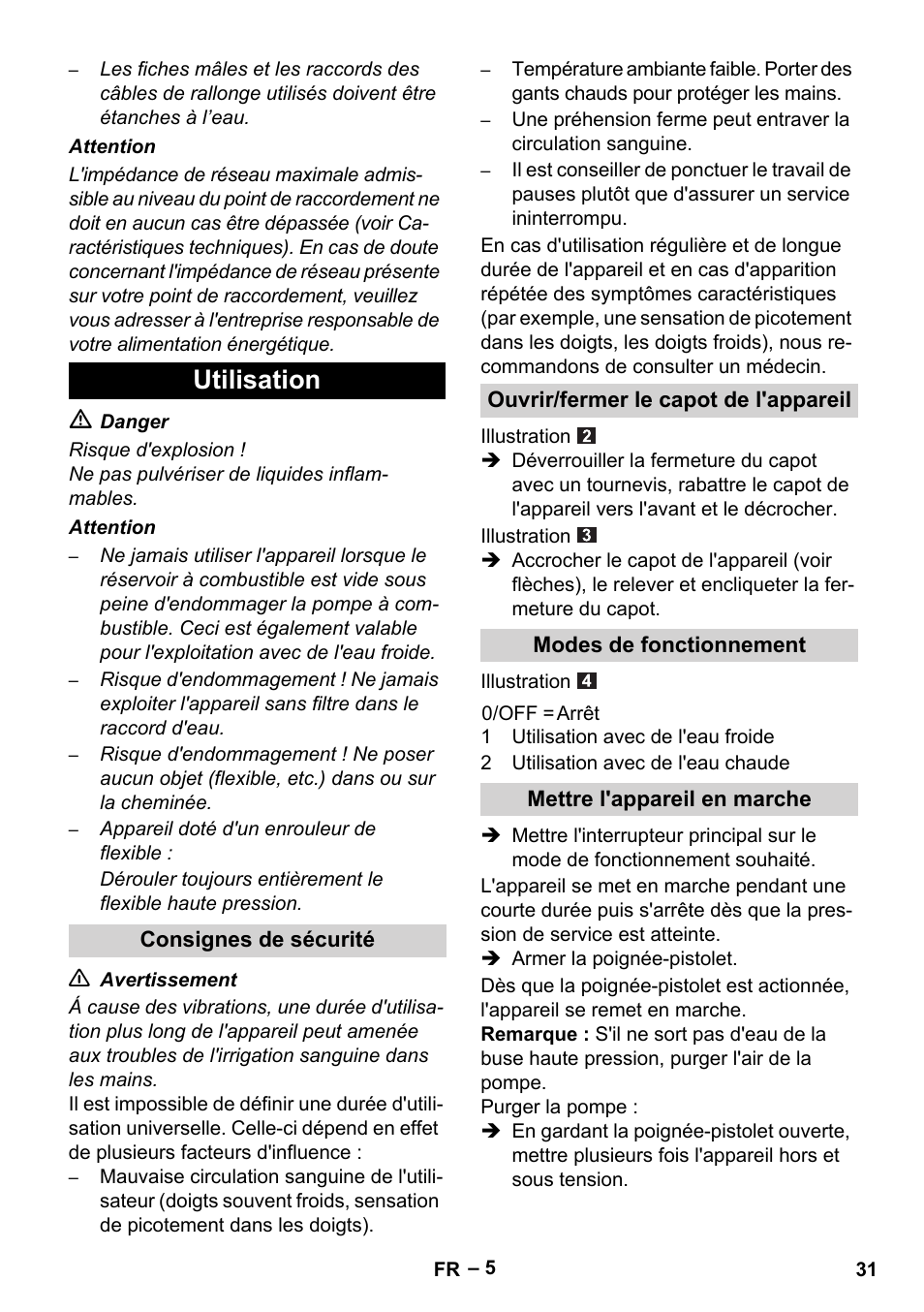 Utilisation | Karcher HDS 5-11 UX User Manual | Page 31 / 312