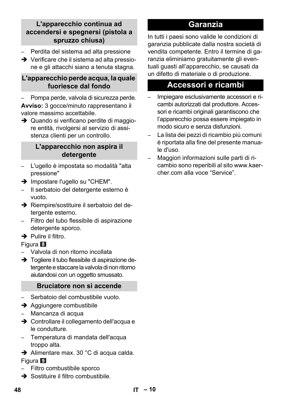 Garanzia accessori e ricambi | Karcher HDS 5-11 UX User Manual | Page 48 / 312